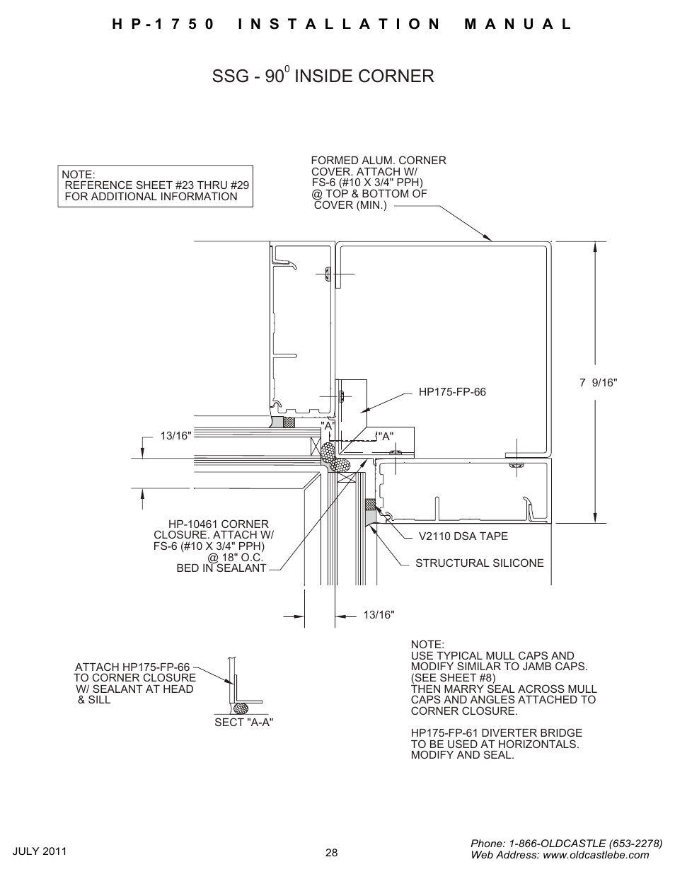 Ssg-90 inside corner, Ssg - 90 inside corner | Oldcastle BuildingEnvelope HP-1750 User Manual | Page 28 / 42