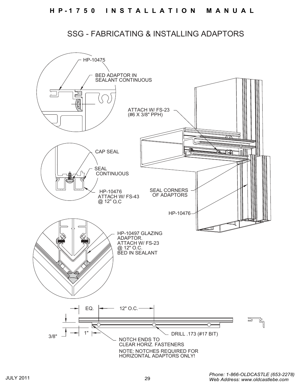 Ssg glazing adaptor-install, Ssg - fabricating & installing adaptors | Oldcastle BuildingEnvelope HP-1750 User Manual | Page 29 / 42