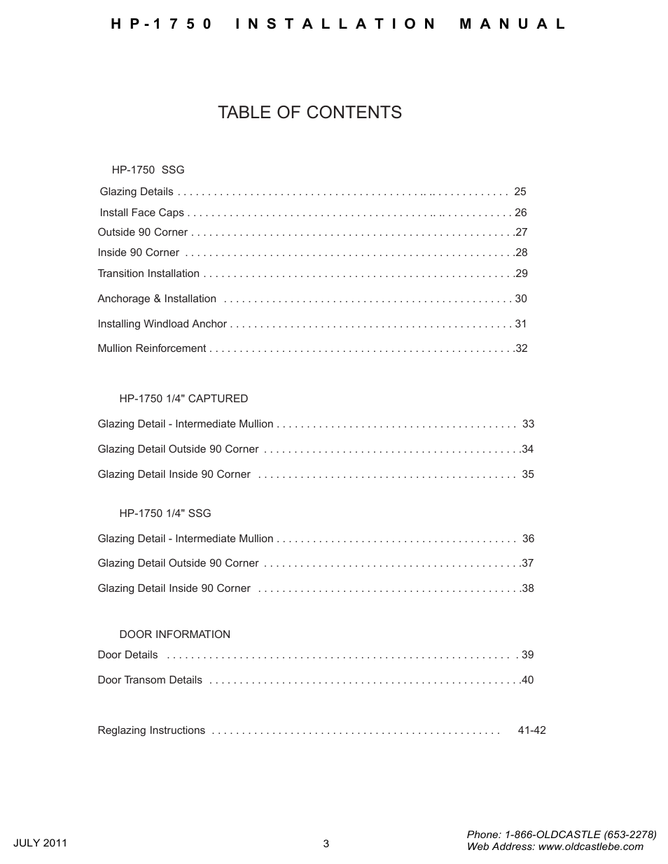 Oldcastle BuildingEnvelope HP-1750 User Manual | Page 3 / 42