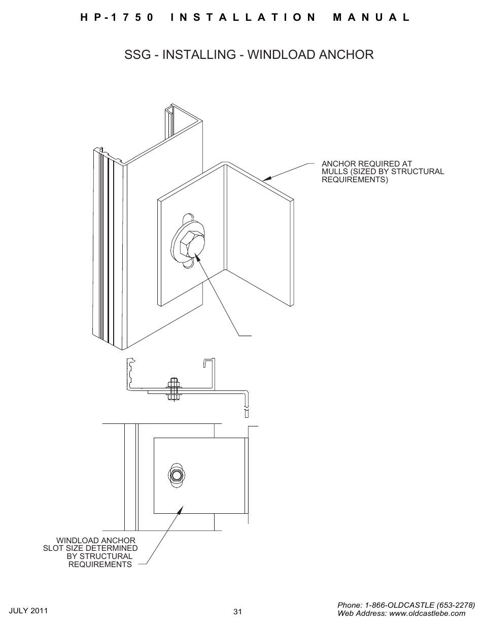 Ssg windload anchor, Ssg - installing - windload anchor | Oldcastle BuildingEnvelope HP-1750 User Manual | Page 31 / 42