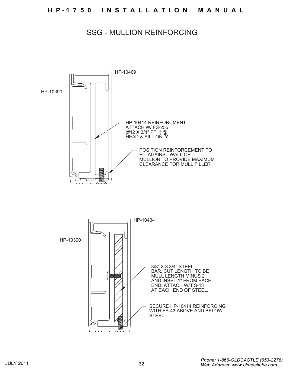 Ssg mullion reinforcing, Ssg - mullion reinforcing | Oldcastle BuildingEnvelope HP-1750 User Manual | Page 32 / 42