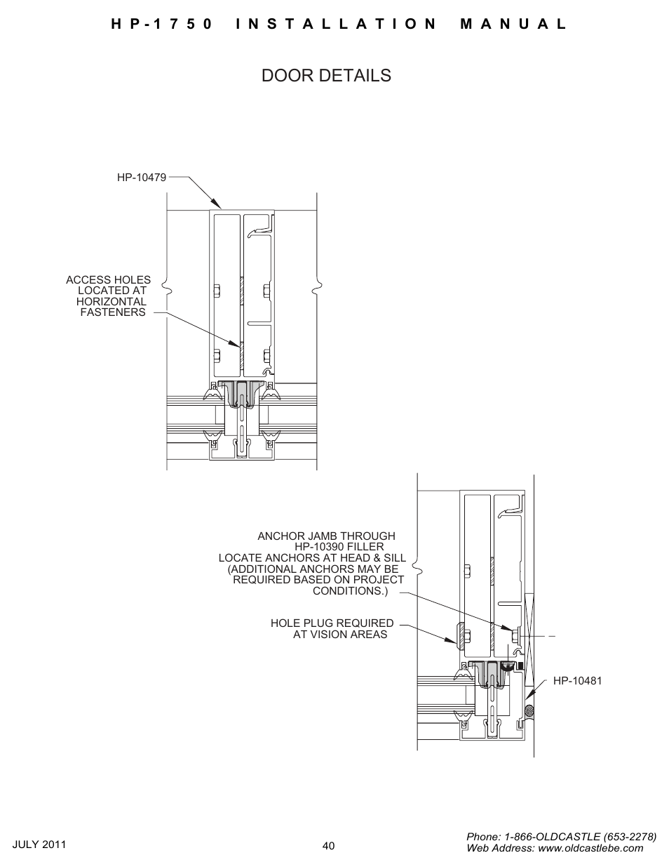 Door details | Oldcastle BuildingEnvelope HP-1750 User Manual | Page 40 / 42