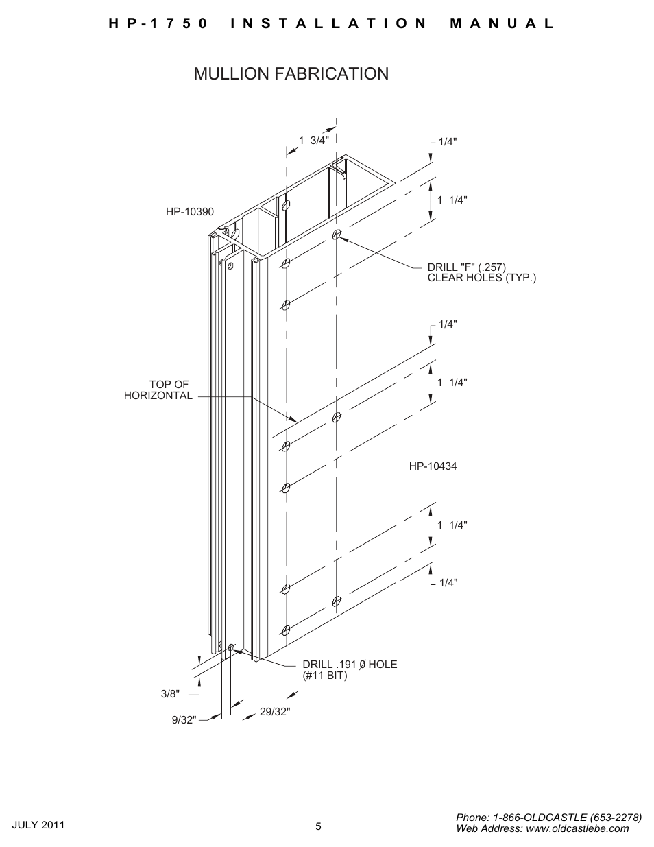Mullion-fabrication, Mullion fabrication | Oldcastle BuildingEnvelope HP-1750 User Manual | Page 5 / 42