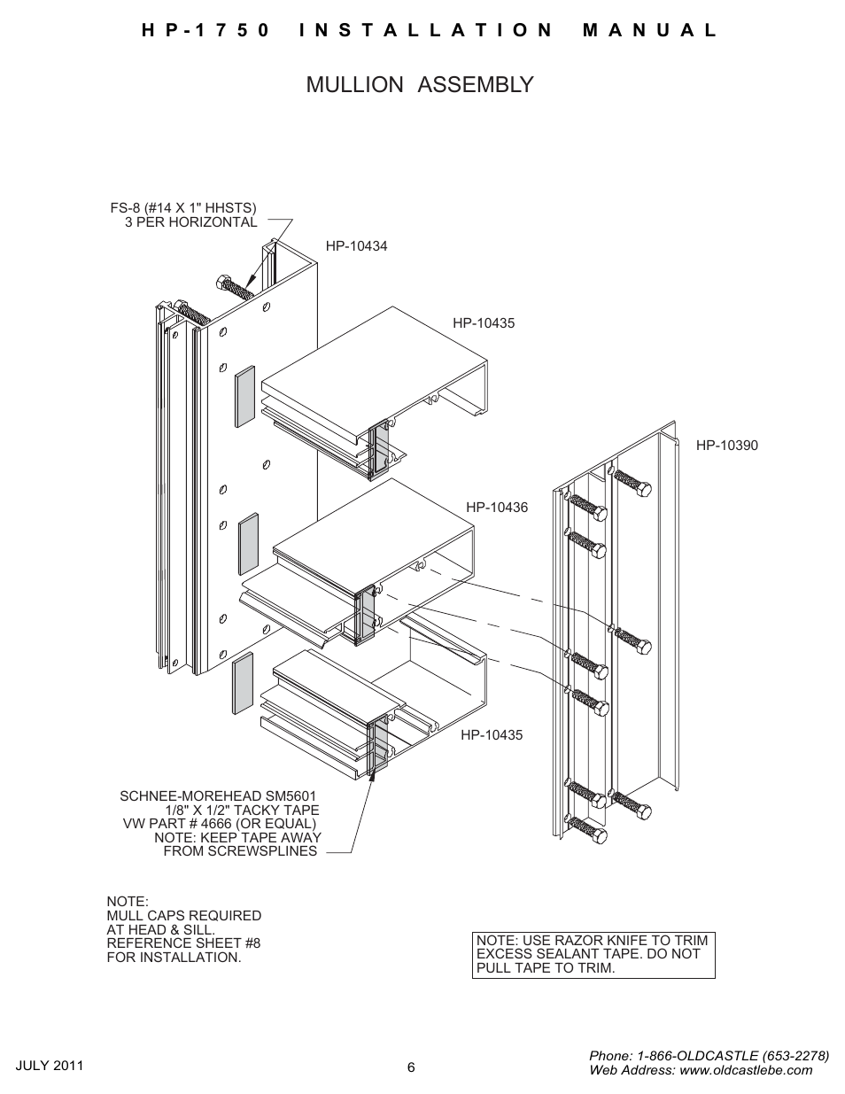 Mullion-assembly, Mullion assembly | Oldcastle BuildingEnvelope HP-1750 User Manual | Page 6 / 42