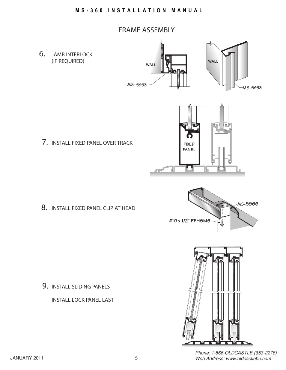 Frame asembly, Frame assembly | Oldcastle BuildingEnvelope MS-360 User Manual | Page 5 / 8