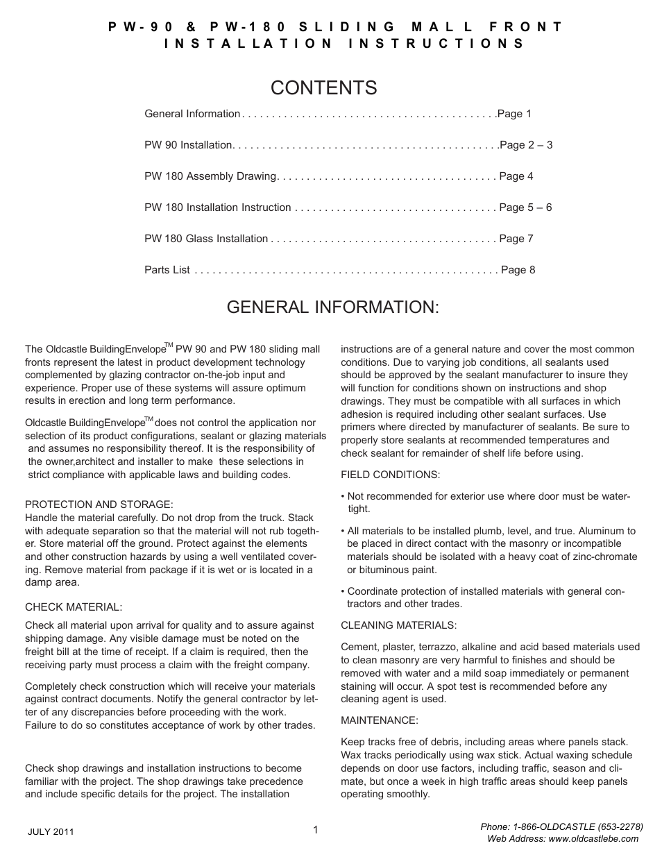 Oldcastle BuildingEnvelope PW-180 User Manual | Page 2 / 9
