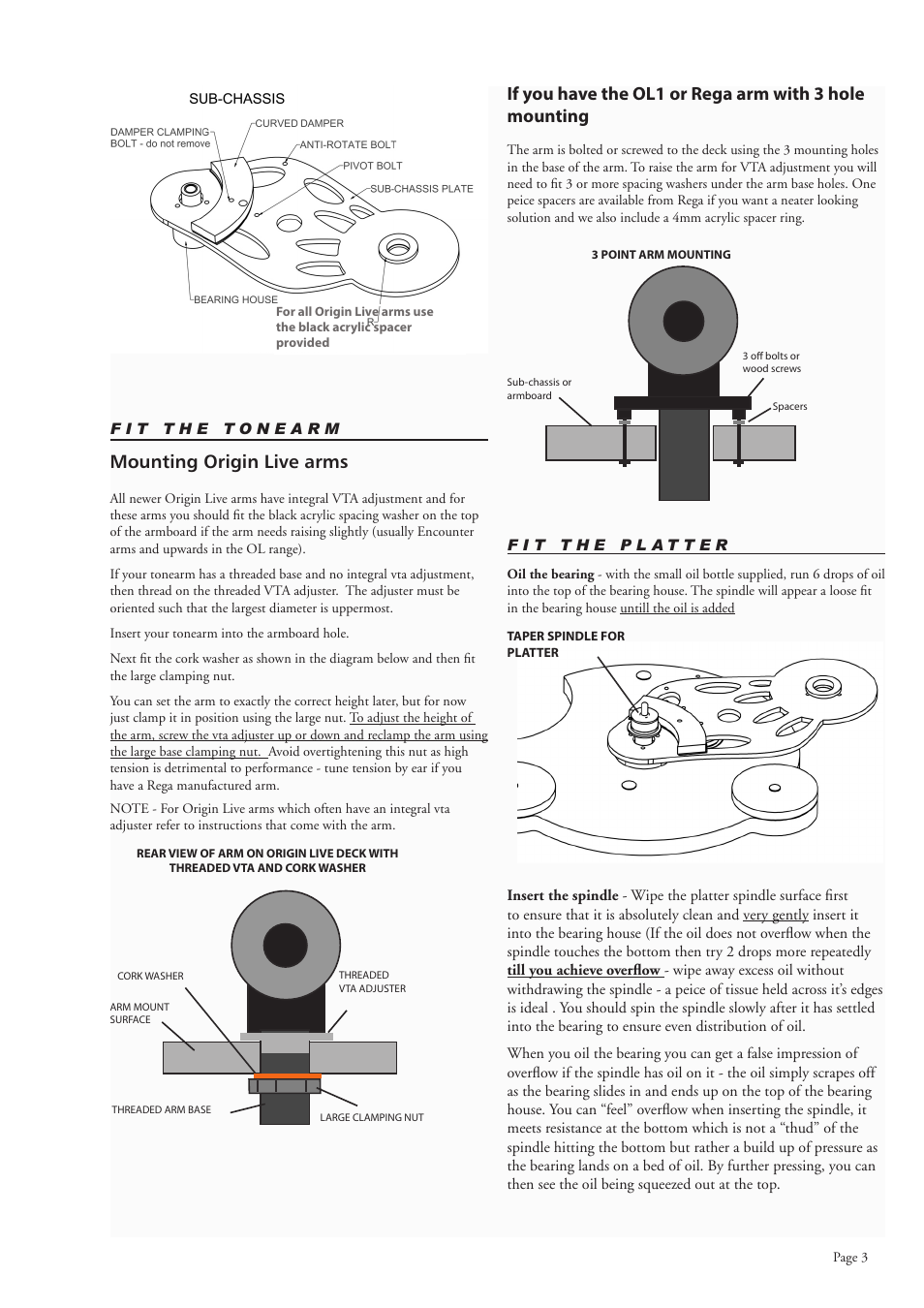 Mounting origin live arms | Origin Live All MK3 Decks User Manual | Page 3 / 9