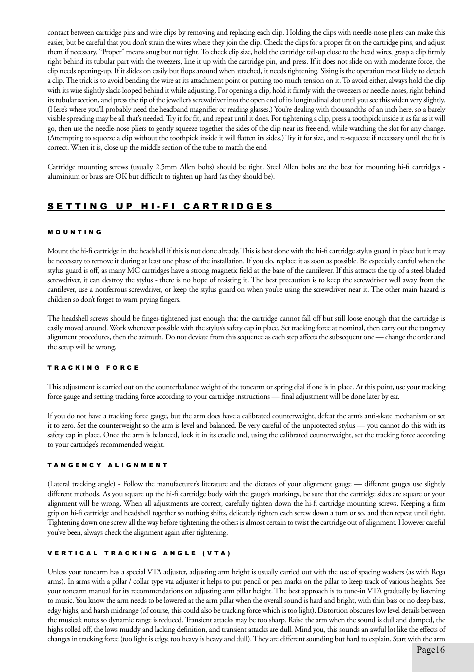 Page16 | Origin Live Resolution MKI User Manual | Page 16 / 18