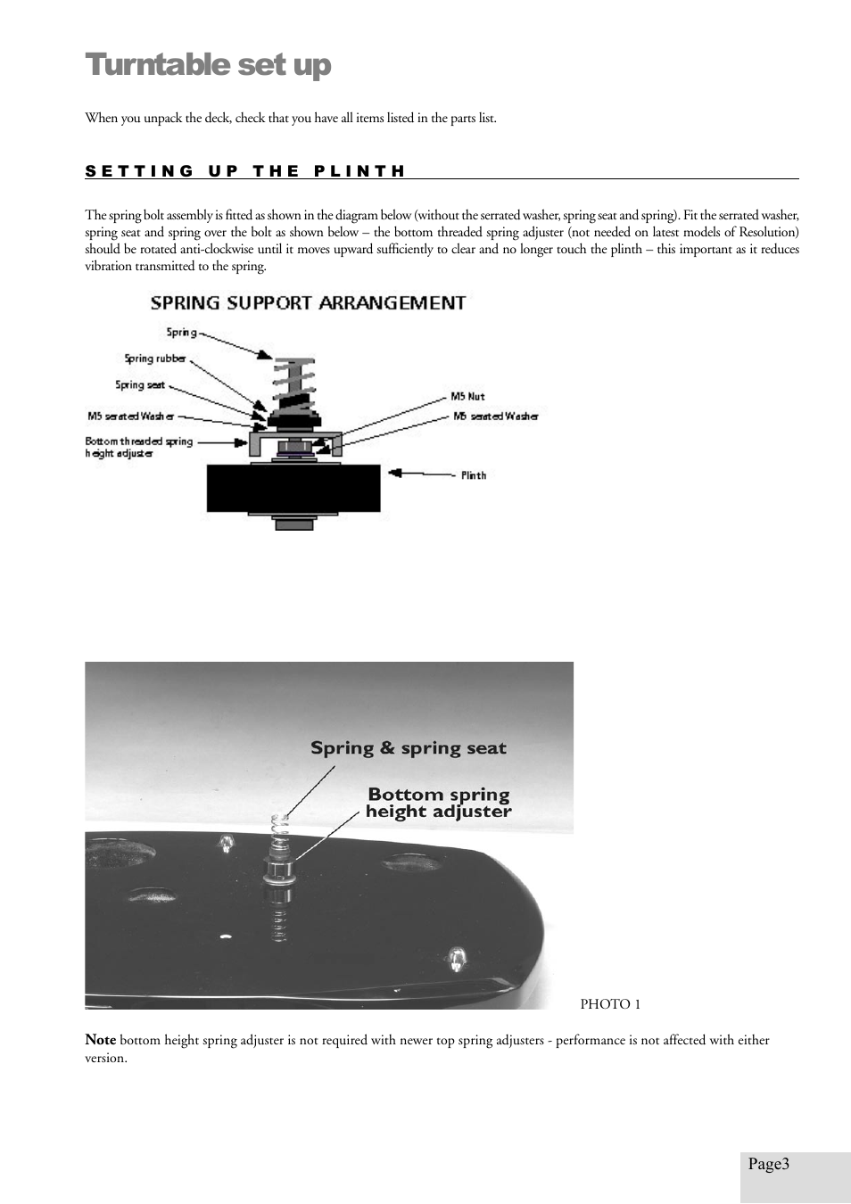 Turntable set up | Origin Live Resolution MKI User Manual | Page 3 / 18