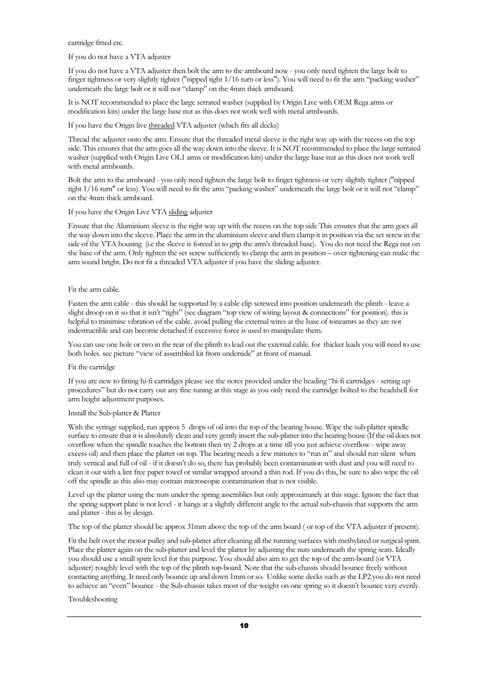 Origin Live Resolution Classic MKI User Manual | Page 10 / 23
