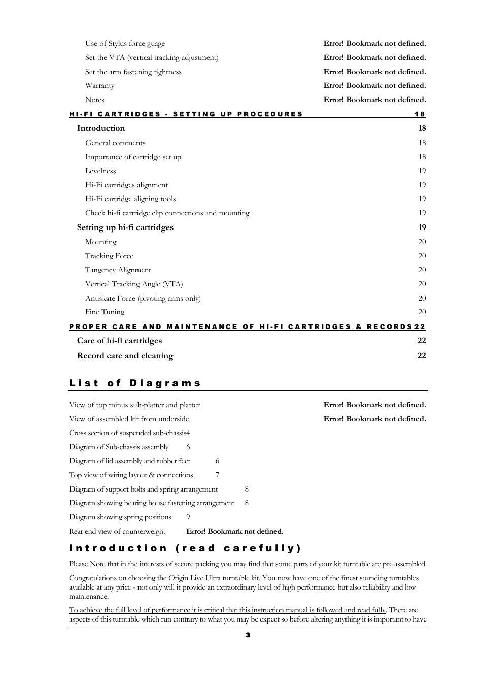 Introduction 18, Setting up hi-fi cartridges 19 | Origin Live Resolution Classic MKI User Manual | Page 3 / 23