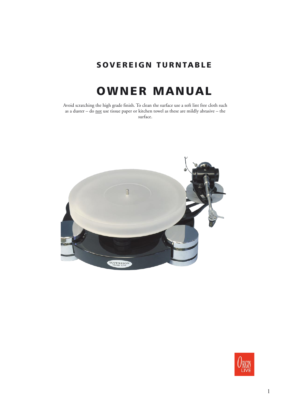Origin Live Sovereign MKI User Manual | 18 pages