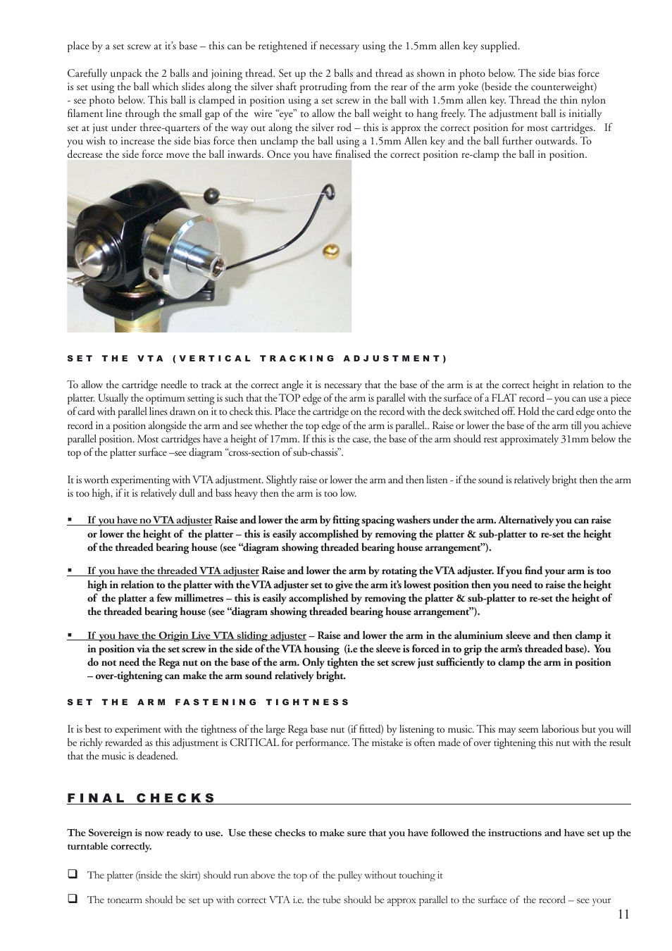 Origin Live Sovereign MKI User Manual | Page 11 / 18
