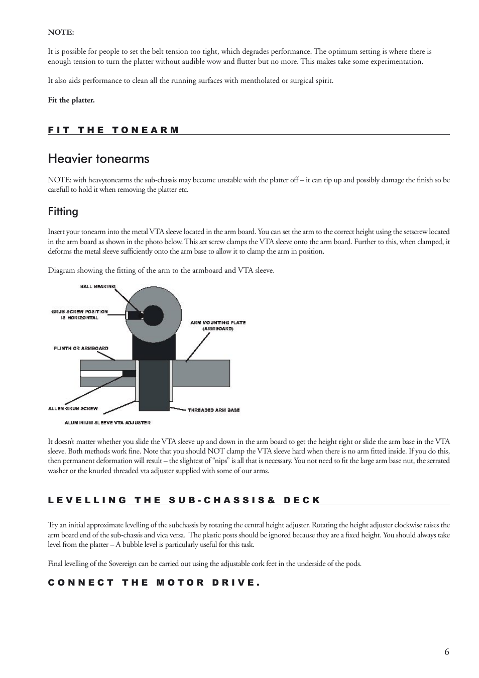 Heavier tonearms, Fitting | Origin Live Sovereign MKI User Manual | Page 6 / 18
