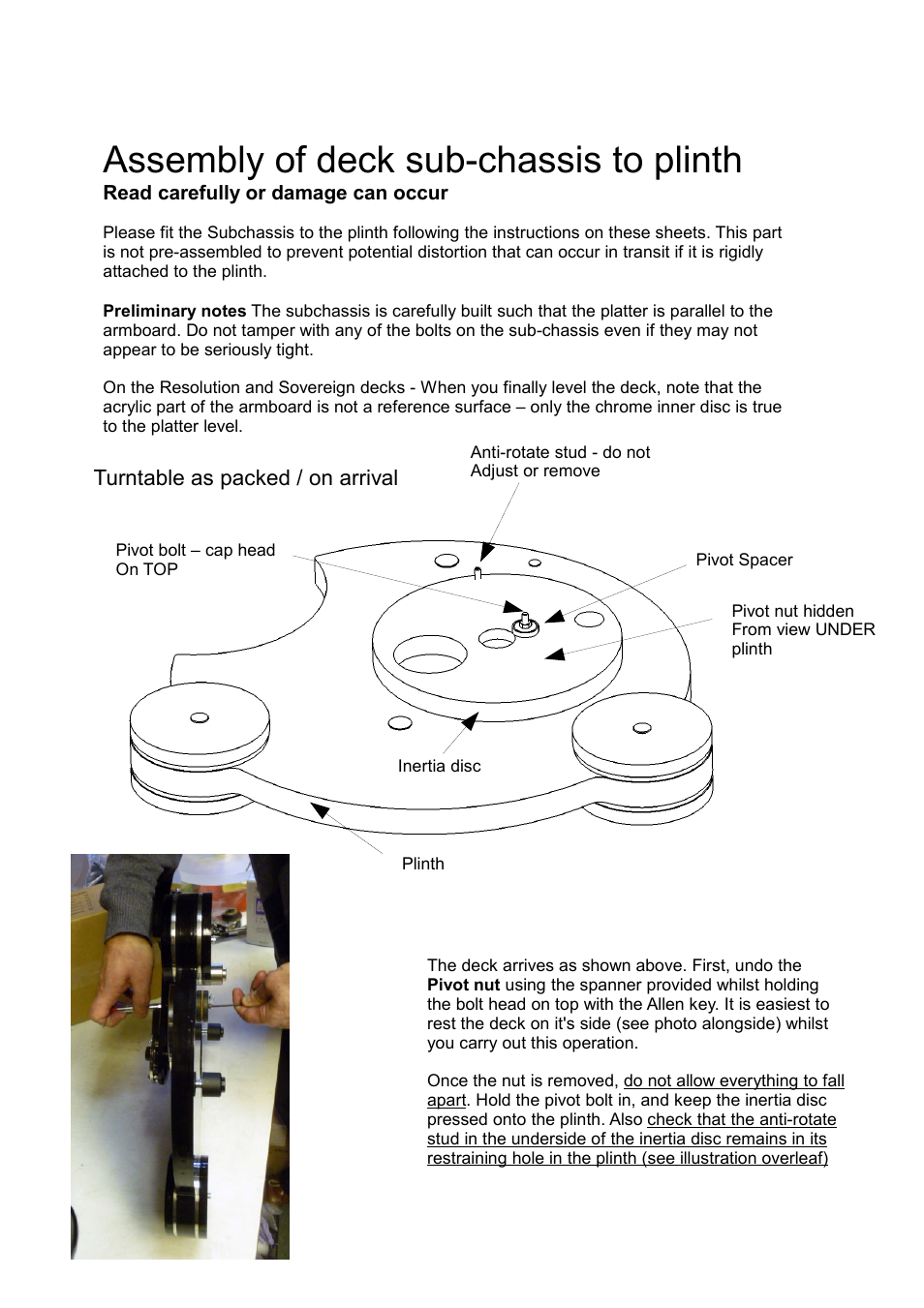 Origin Live Calypso & Resolution - fitting the 12 inch sub-chassis and all other subchassis User Manual | 3 pages