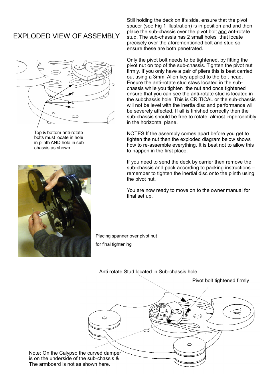 Slide 2, Exploded view of assembly | Origin Live Calypso & Resolution - fitting the 12 inch sub-chassis and all other subchassis User Manual | Page 2 / 3