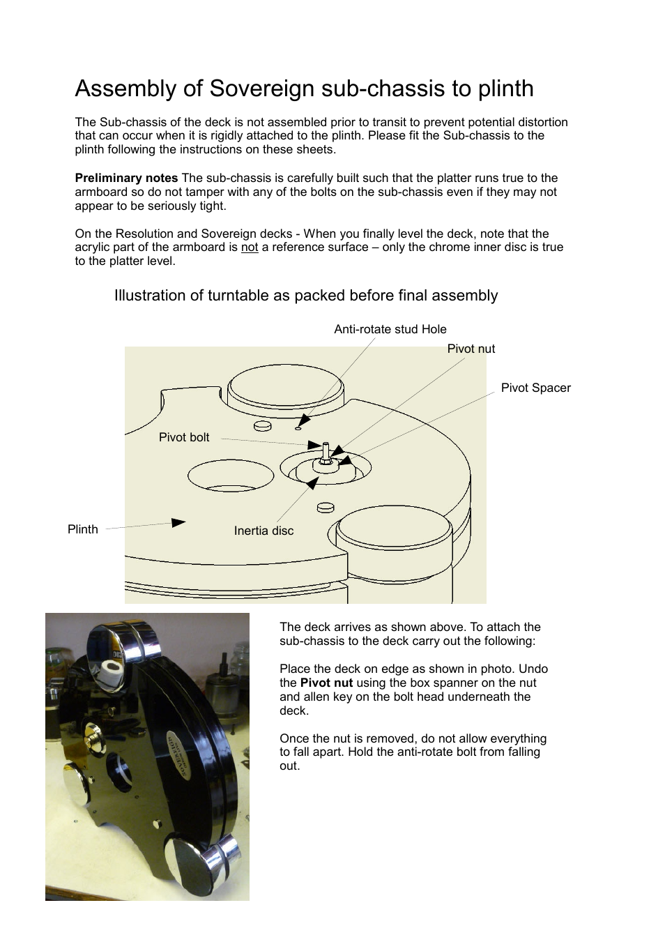 Origin Live Sovereign - fitting the 12 inch sub-chassis and all other subchassis User Manual | 2 pages