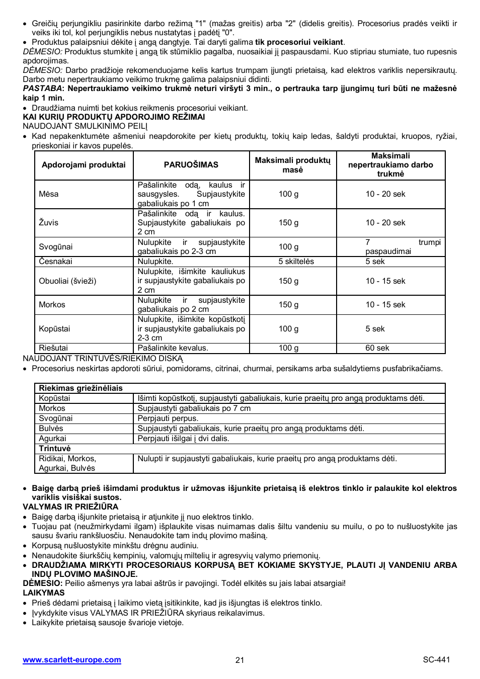 Scarlett SC-441 User Manual | Page 21 / 28