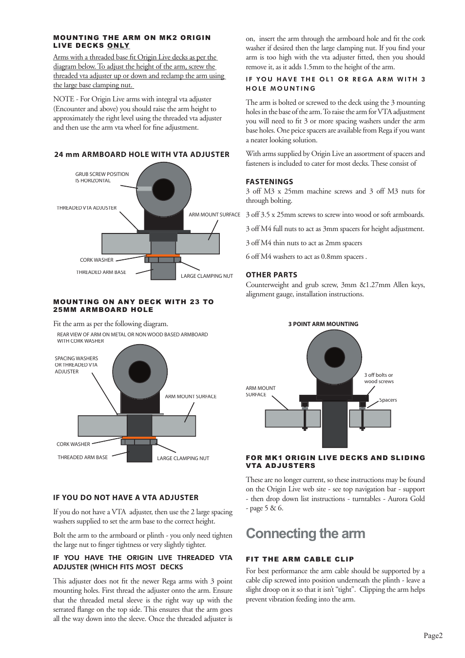 Connecting the arm | Origin Live All non dual pivot arms User Manual | Page 2 / 6