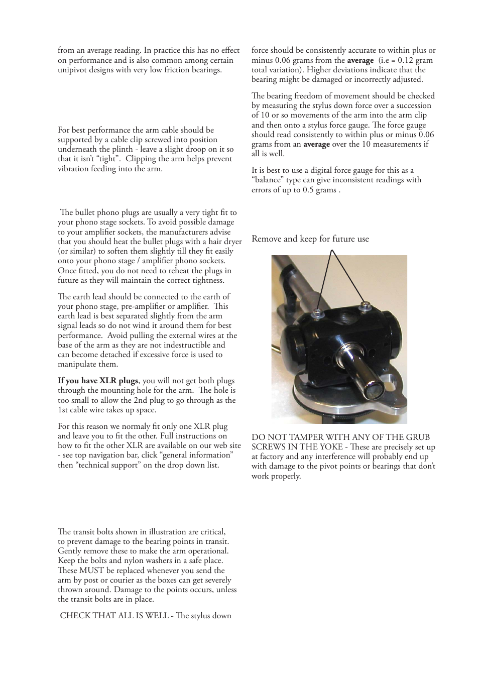 Connecting the arm, Making the dual points operational | Origin Live MK3C arms dual pivot User Manual | Page 3 / 10