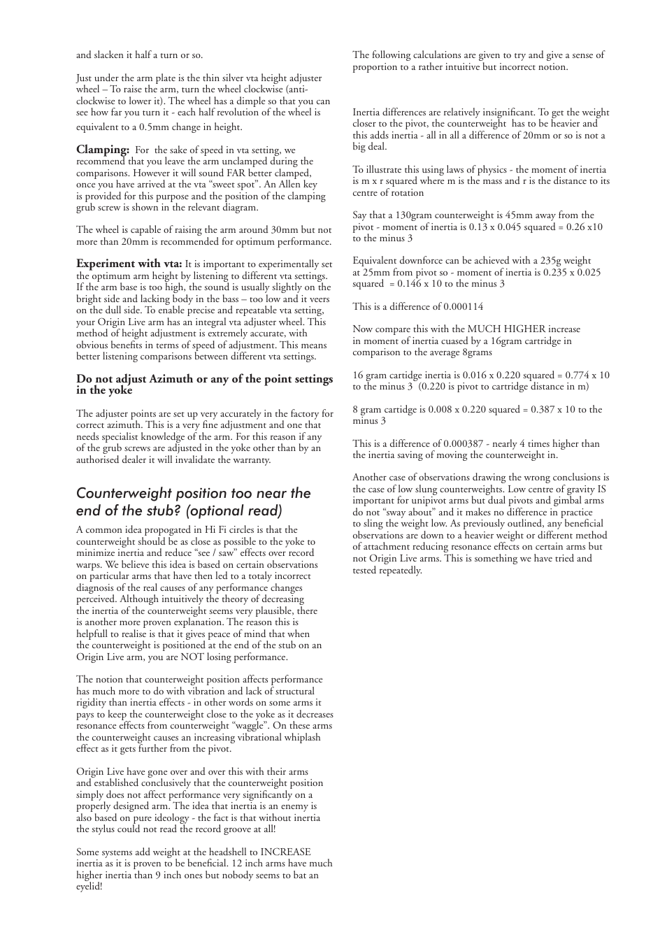 Origin Live MK3C arms dual pivot User Manual | Page 6 / 10
