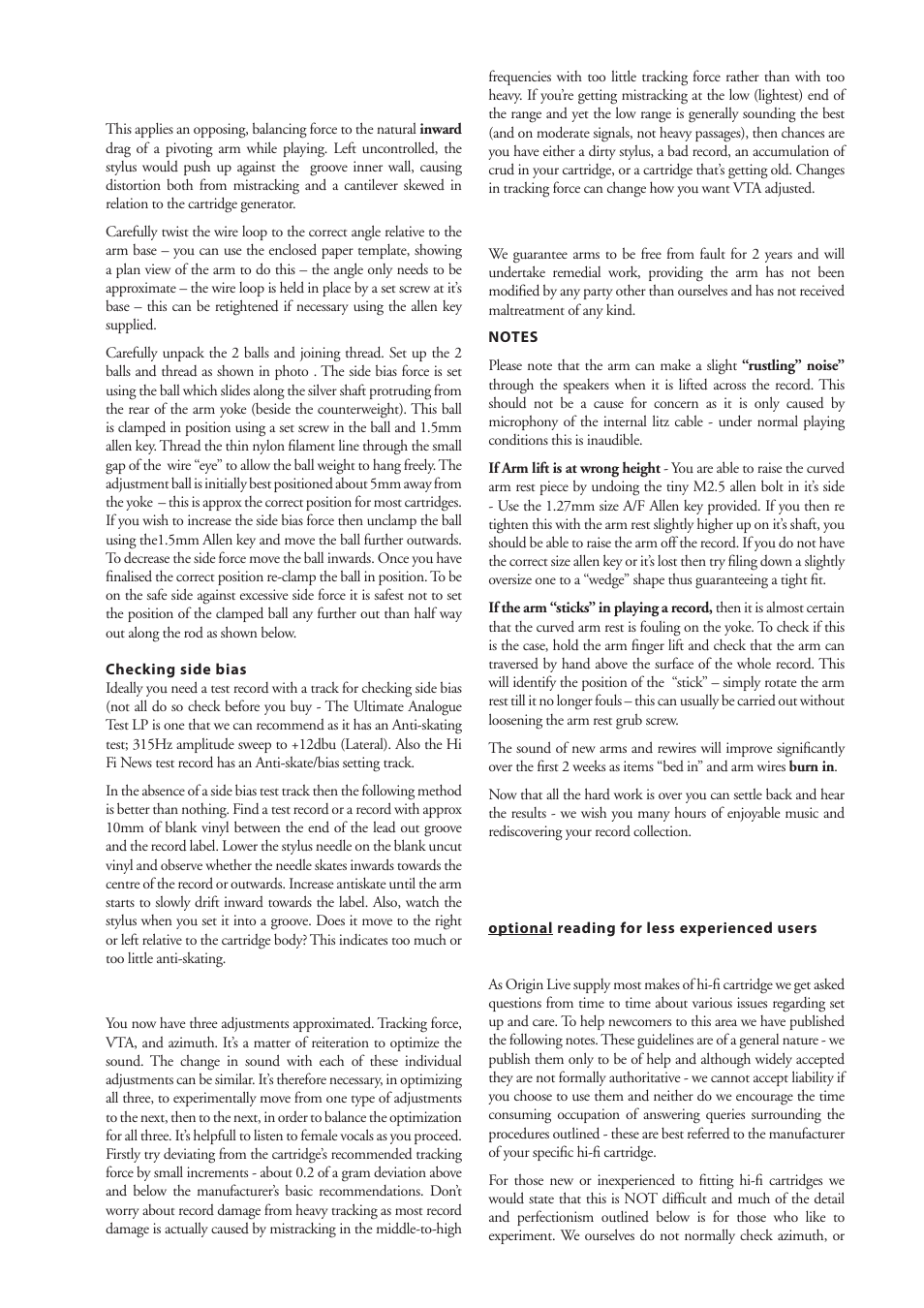 Hi-fi cartidges explained | Origin Live MK3C arms dual pivot User Manual | Page 7 / 10