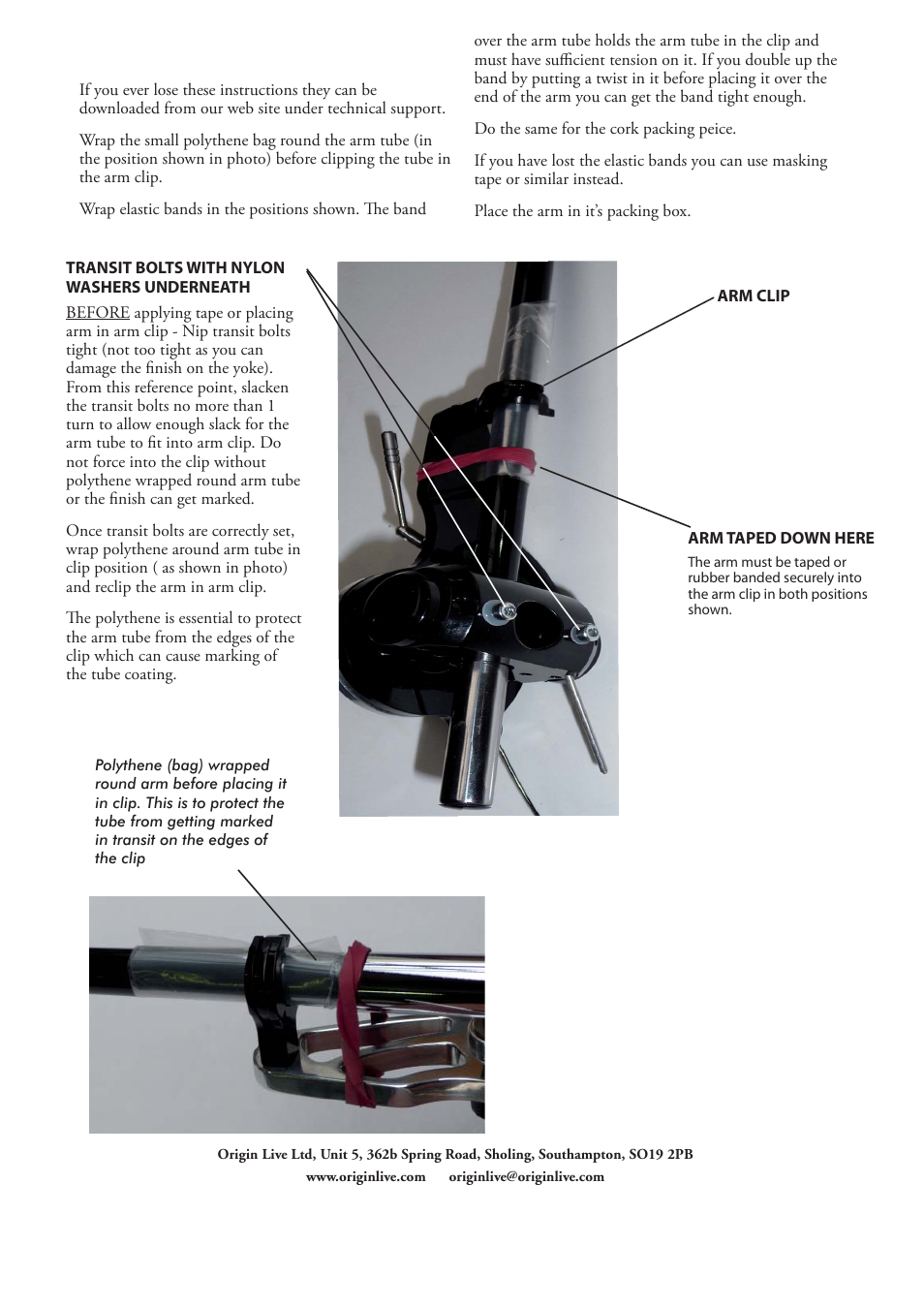 Repacking the arm for transit | Origin Live MK3C arms dual pivot User Manual | Page 9 / 10