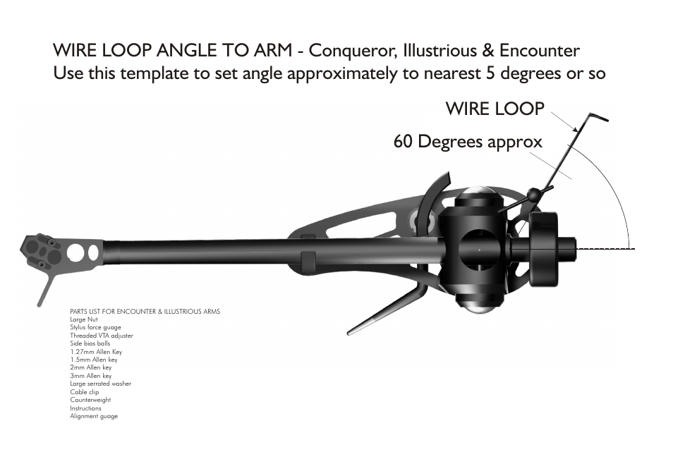 Origin Live Wire Loop (for bias ball thread) angle for all arms above Silver User Manual | 1 page