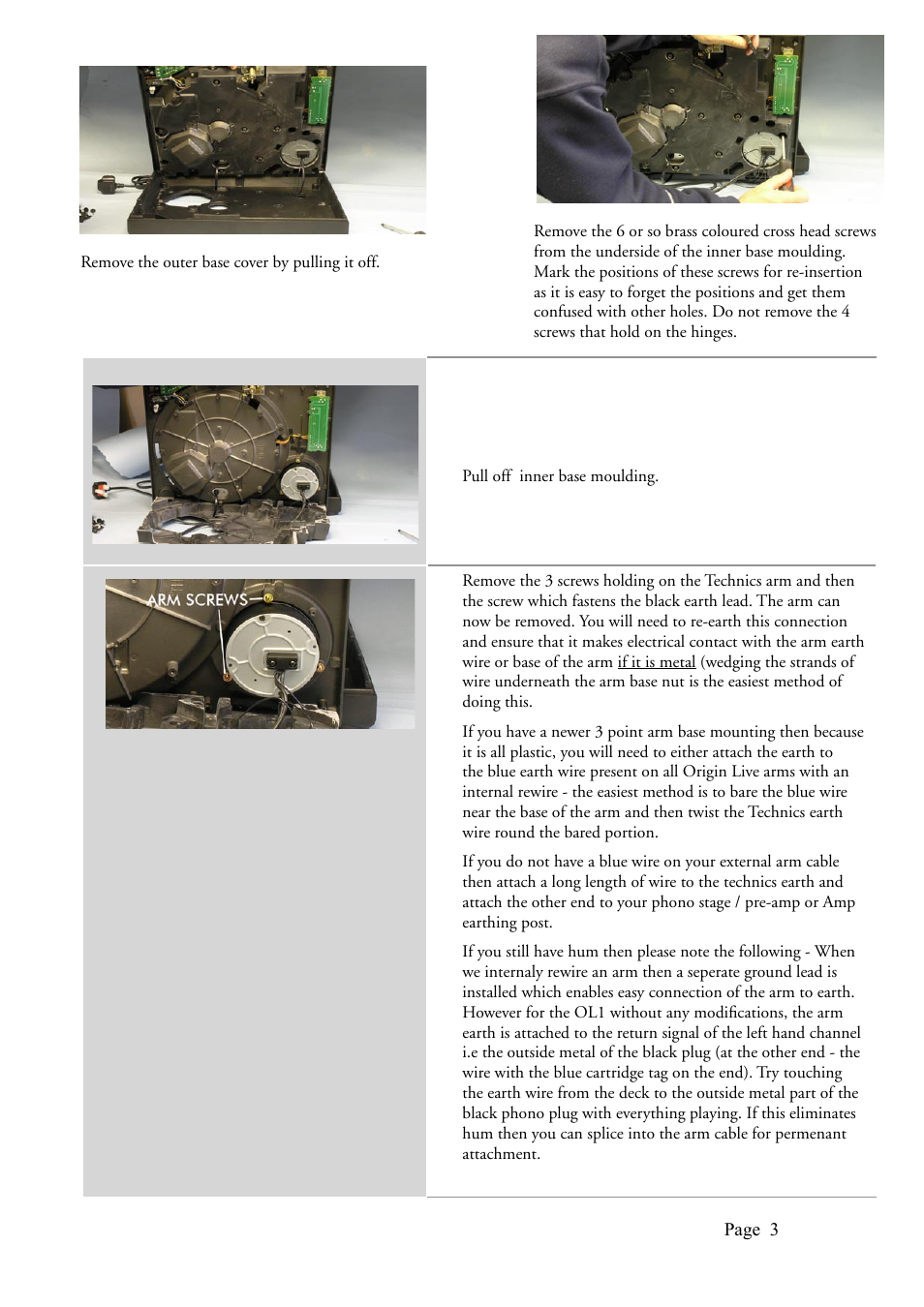 Origin Live OL Armboard installation on Technics SL1200 User Manual | Page 3 / 4