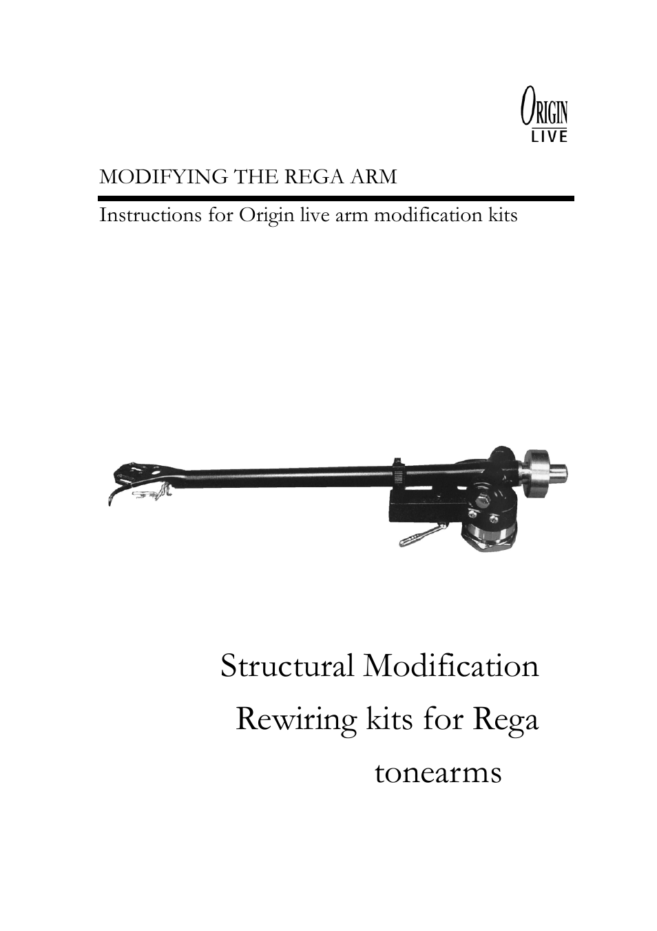 Origin Live Rega Modification Kits User Manual | 16 pages