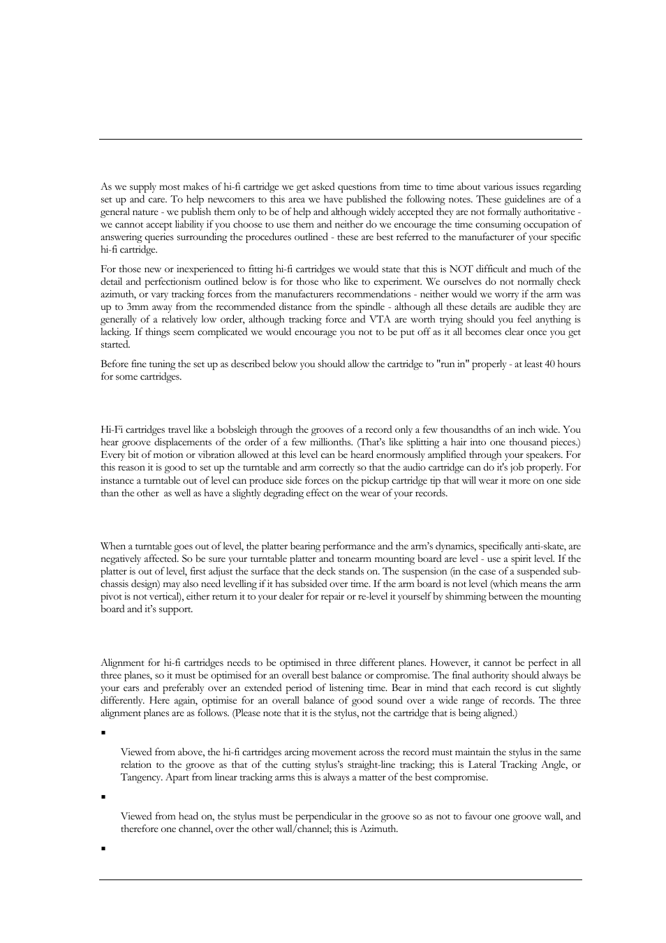 Hi-fi cartridges - setting up procedures | Origin Live Rega Modification Kits User Manual | Page 13 / 16