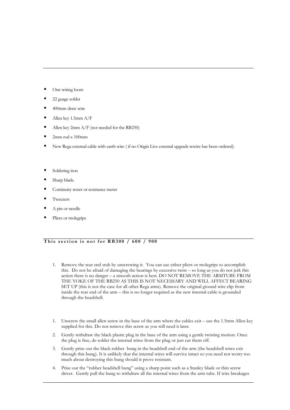 Internal rewiring kit | Origin Live Rega Modification Kits User Manual | Page 3 / 16