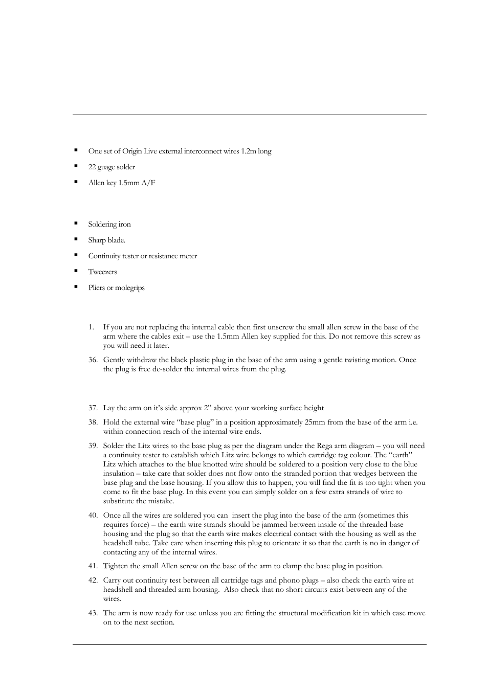 External rewiring kit | Origin Live Rega Modification Kits User Manual | Page 7 / 16