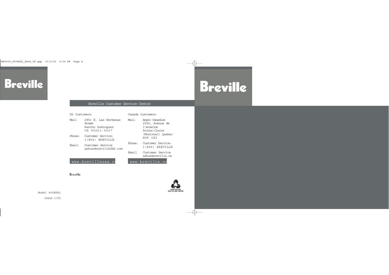 Breville ESPRESSO MACHINE User Manual | 60 pages