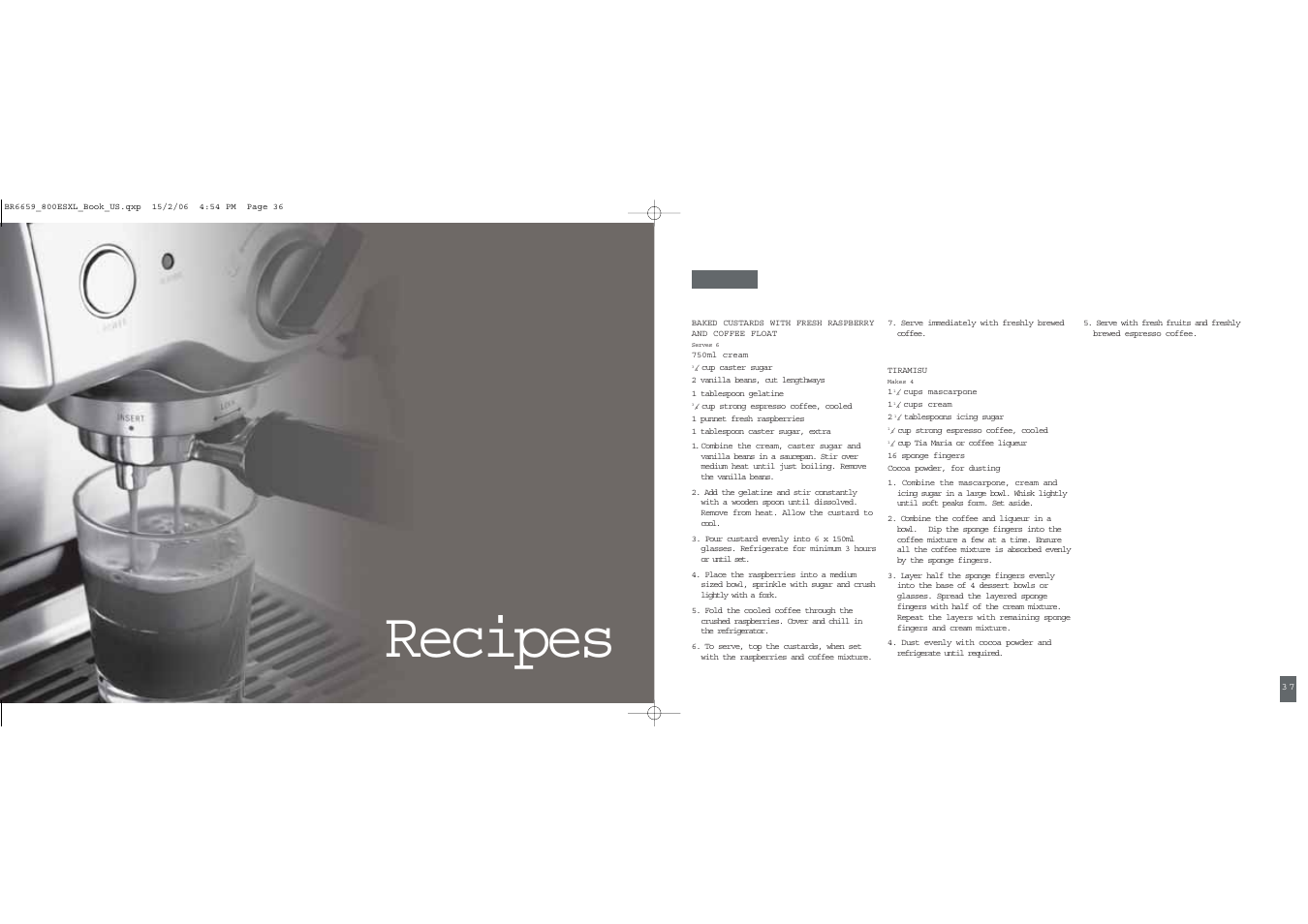 Recipes | Breville ESPRESSO MACHINE User Manual | Page 19 / 60