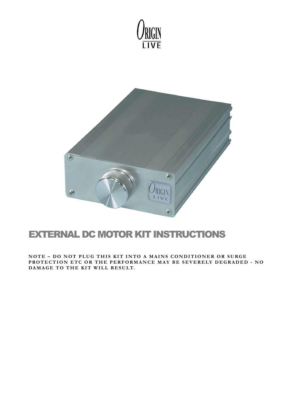 Origin Live DC Motor Kit User Manual | 8 pages