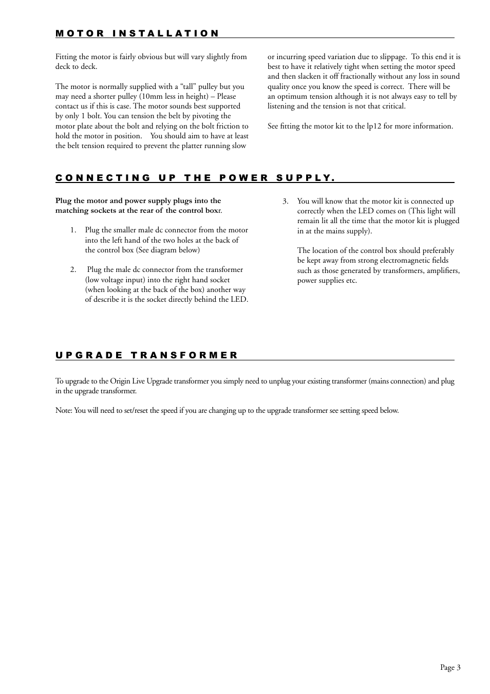 Origin Live DC Motor Kit User Manual | Page 3 / 8