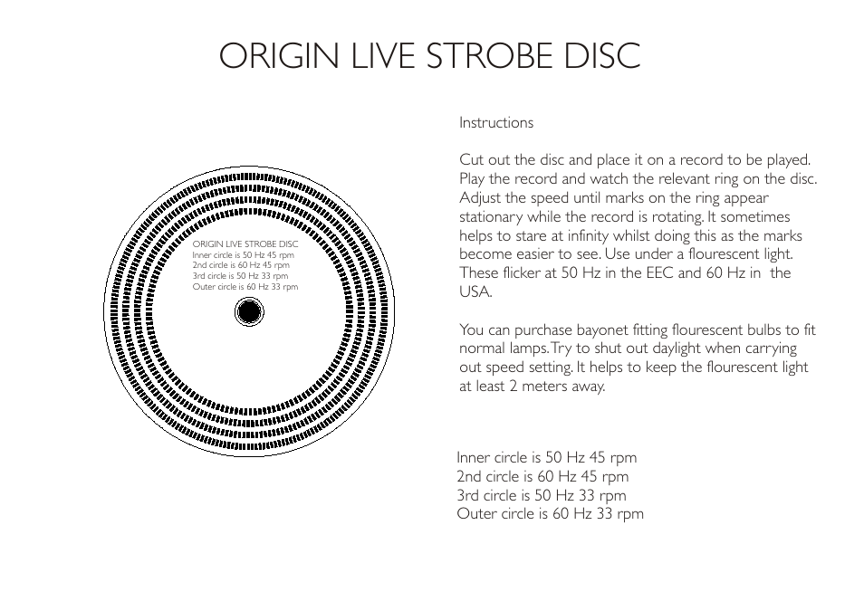 Origin Live STROBE DISC User Manual | 1 page