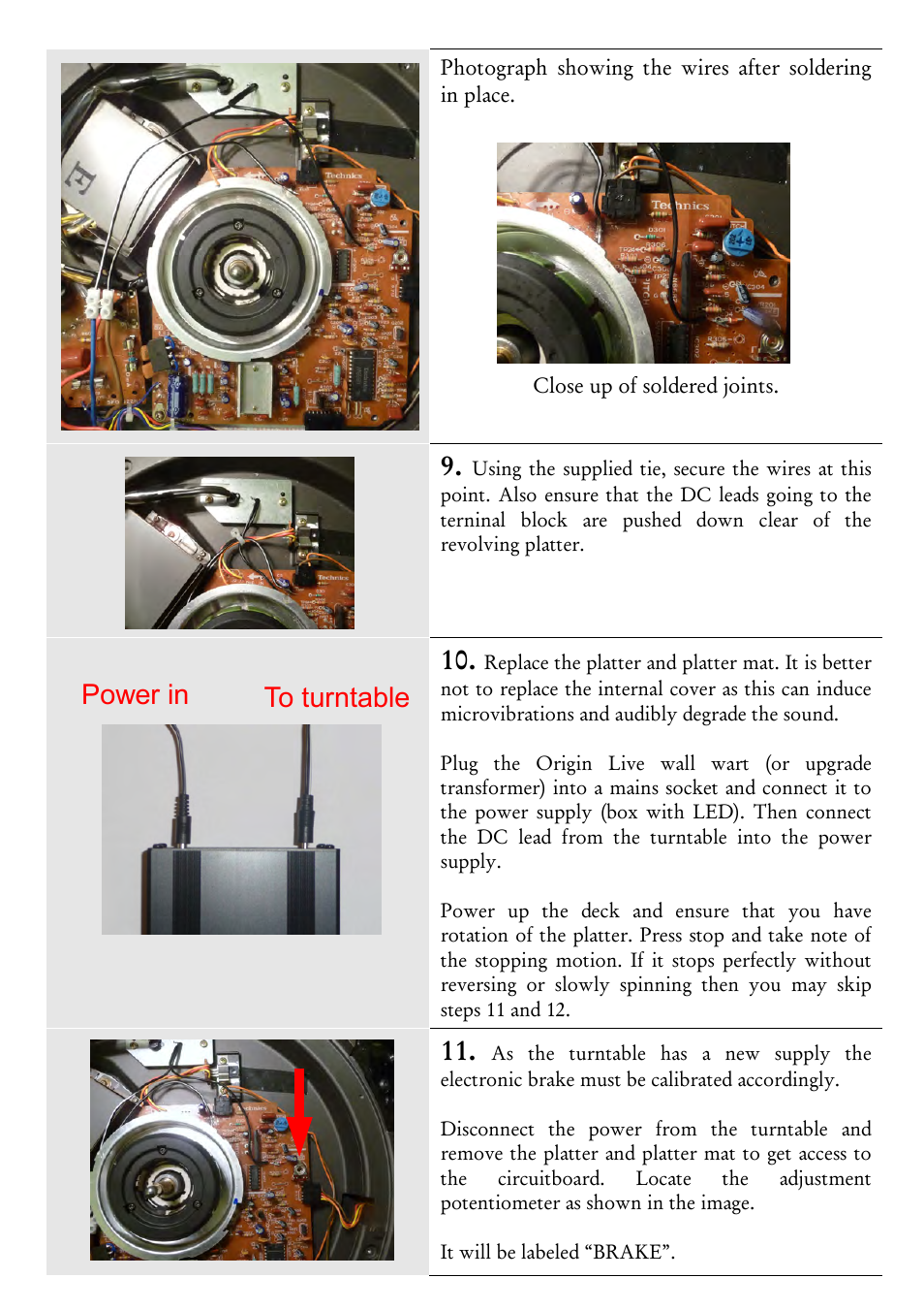 Slide 5, Power in to turntable | Origin Live Power Supply Upgrade User Manual | Page 5 / 6