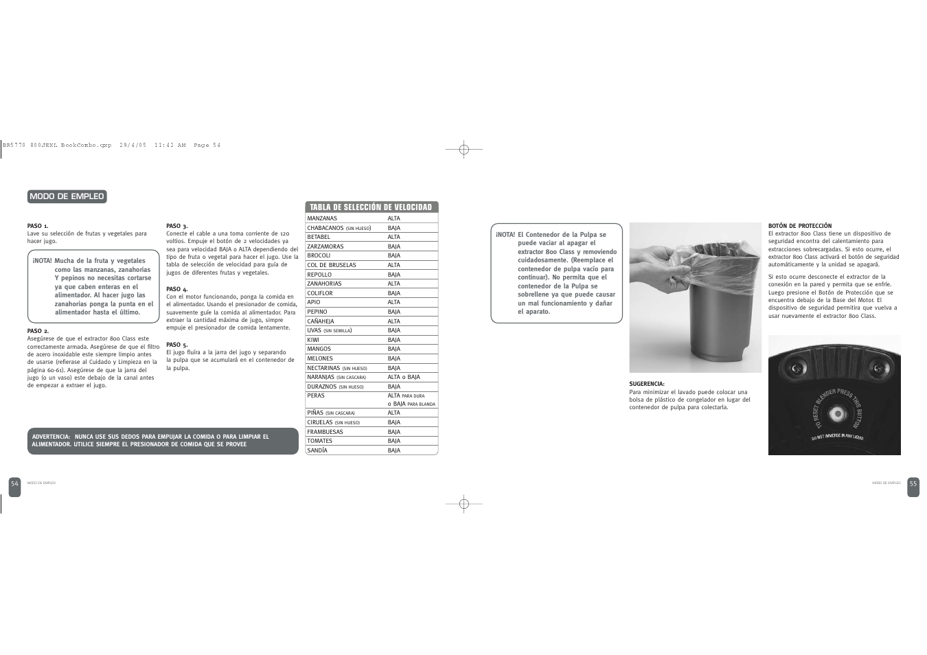 Breville JUICE FOUNTAIN ELITE User Manual | Page 28 / 63