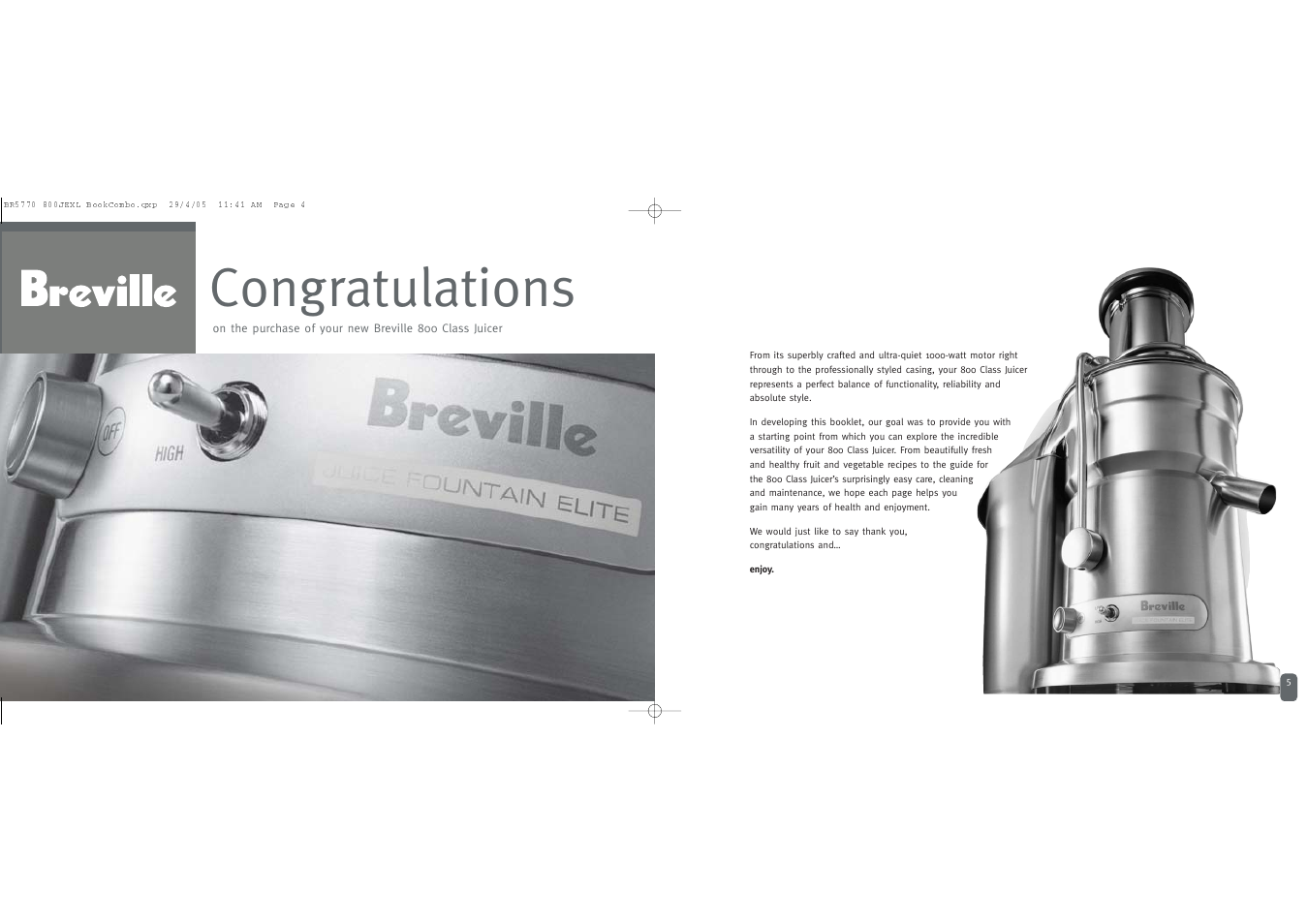 Breville JUICE FOUNTAIN ELITE User Manual | Page 3 / 63