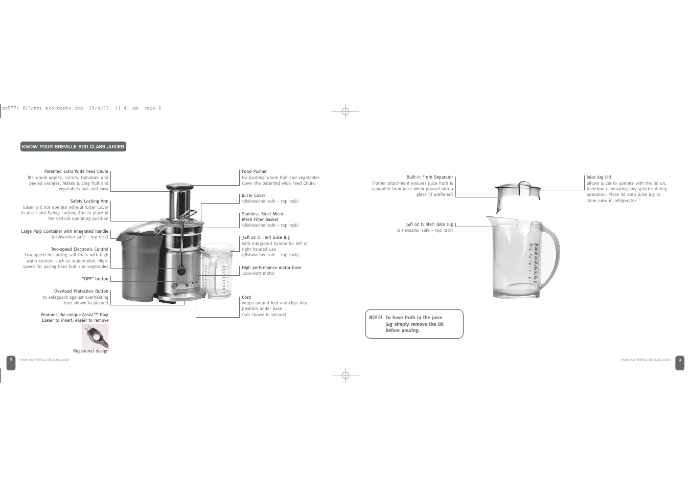 Breville JUICE FOUNTAIN ELITE User Manual | Page 5 / 63