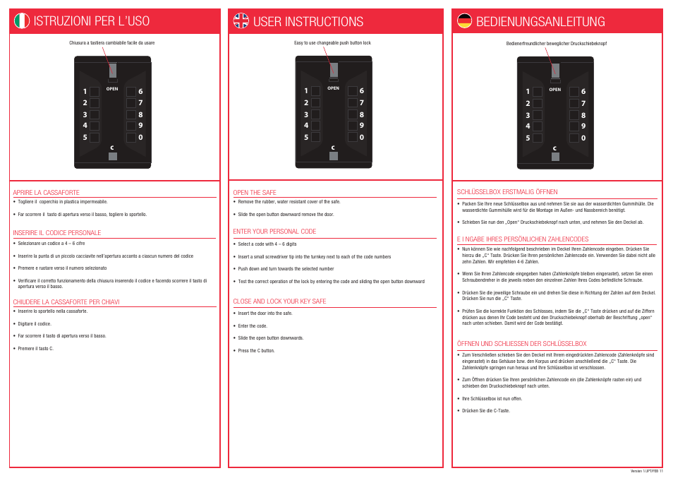 User instructions, Istruzioni per l’uso, Bedienungsanleitung | Phoenix KS0002C Multi User Manual | Page 2 / 2