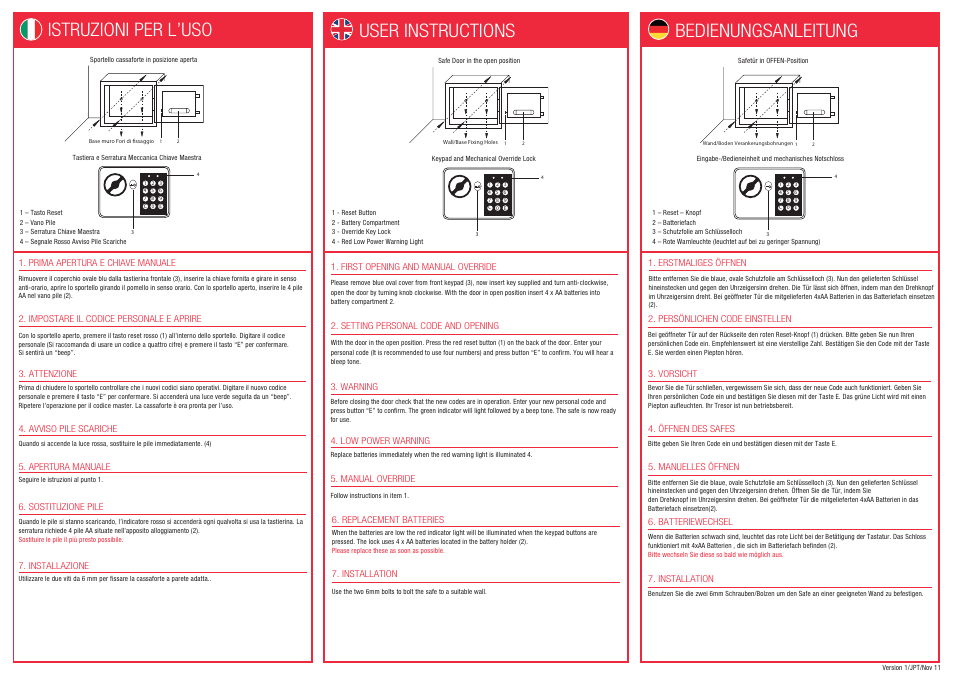User instructions istruzioni per l’uso, Bedienungsanleitung | Phoenix KS0030E Multi User Manual | Page 2 / 2