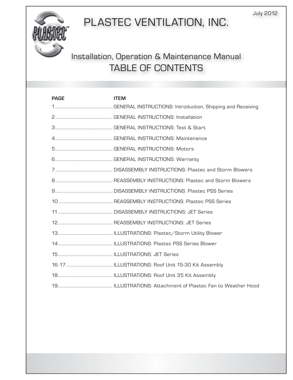 Plastec Adjustable Dampers User Manual | 20 pages