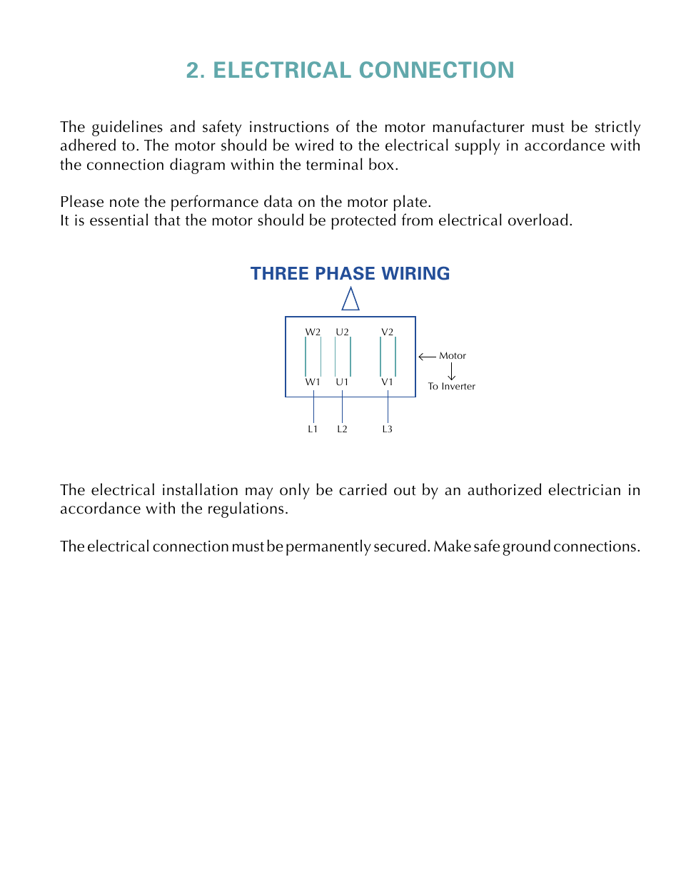 Electrical connection, Three phase wiring | Plastec 50 User Manual | Page 4 / 7