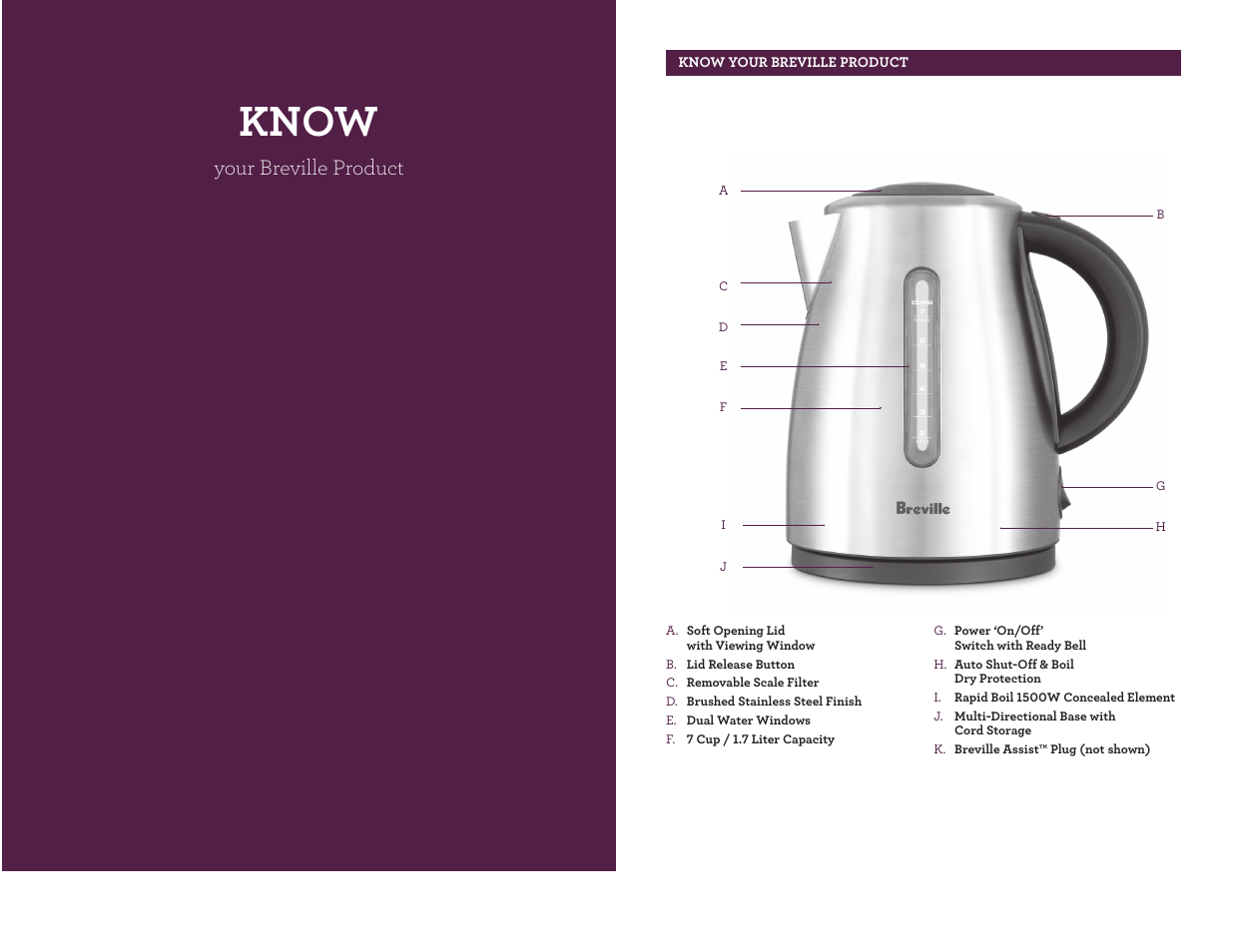 Know, Your breville product | Breville the Soft Top BKE490XL User Manual | Page 4 / 6
