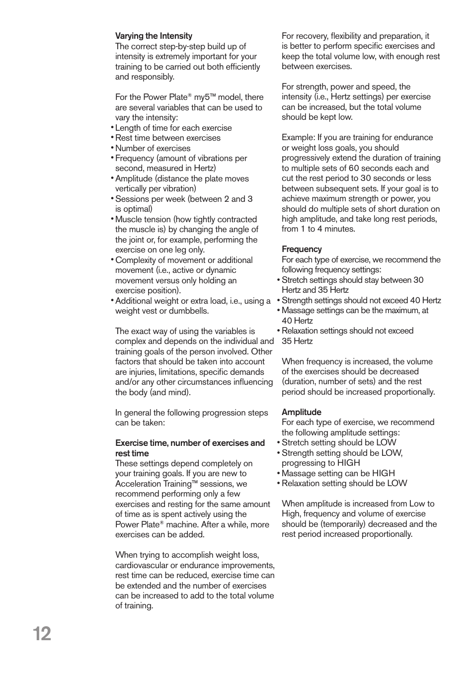 Power Plate my5 User Manual | Page 12 / 16