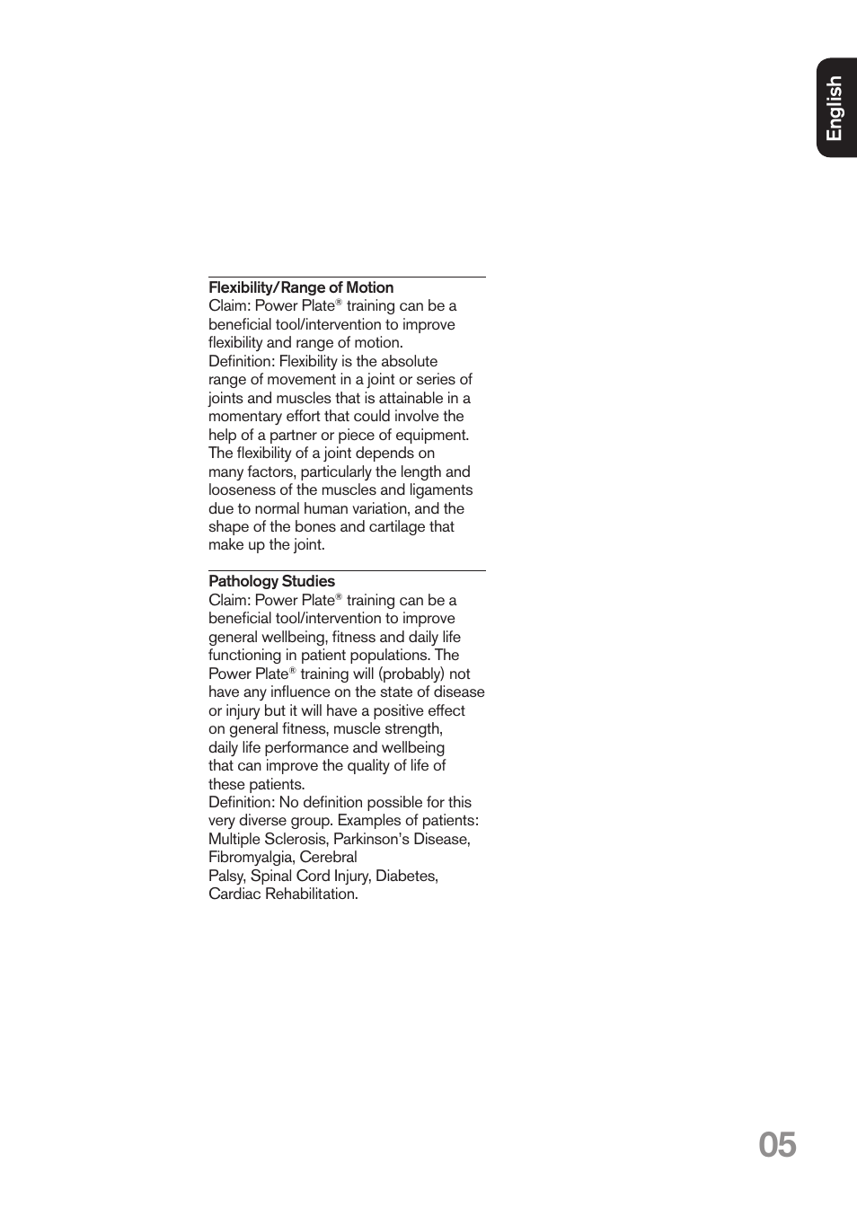 Eng lis h | Power Plate my5 User Manual | Page 5 / 16