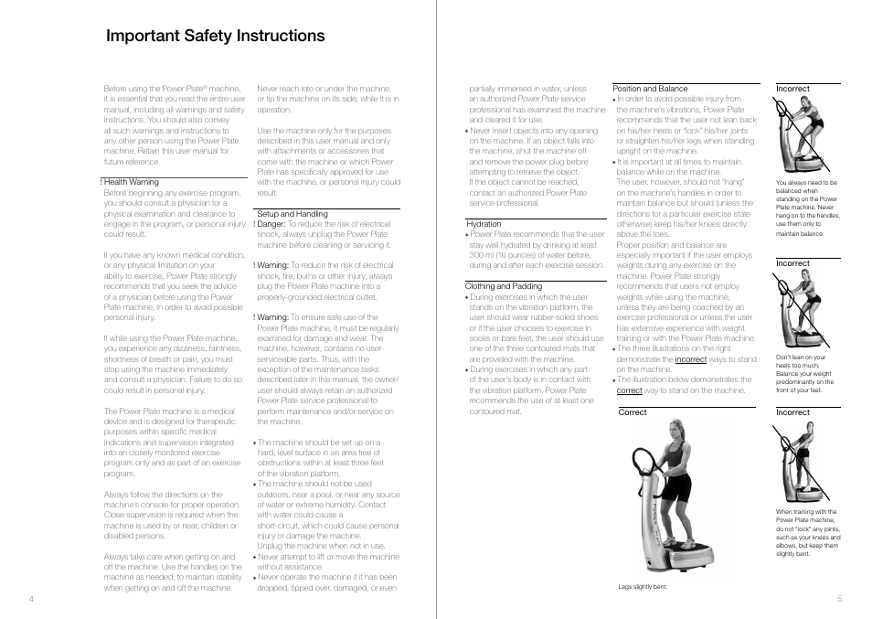 Important safety instructions | Power Plate my7 User Manual | Page 4 / 10